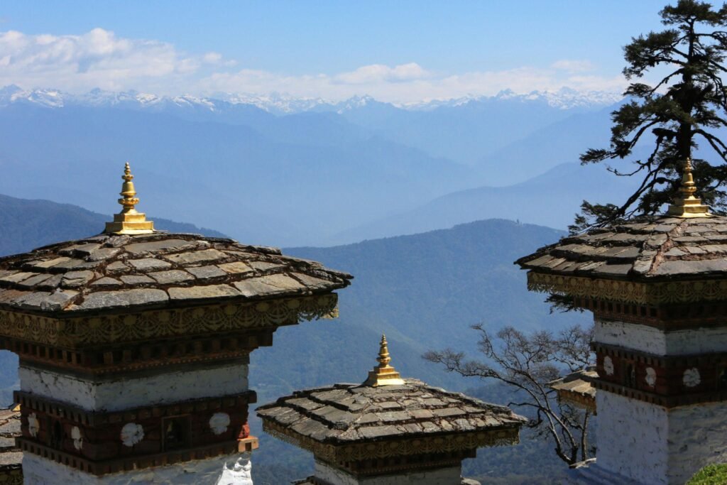 Scenic mountain pass offering breathtaking Himalayan views and the famous 108 memorial chortens.