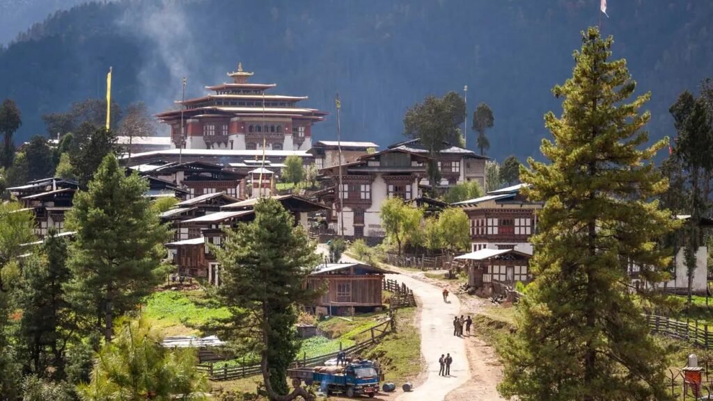 Peaceful hidden valley surrounded by forests, rivers, and untouched Himalayan landscapes.